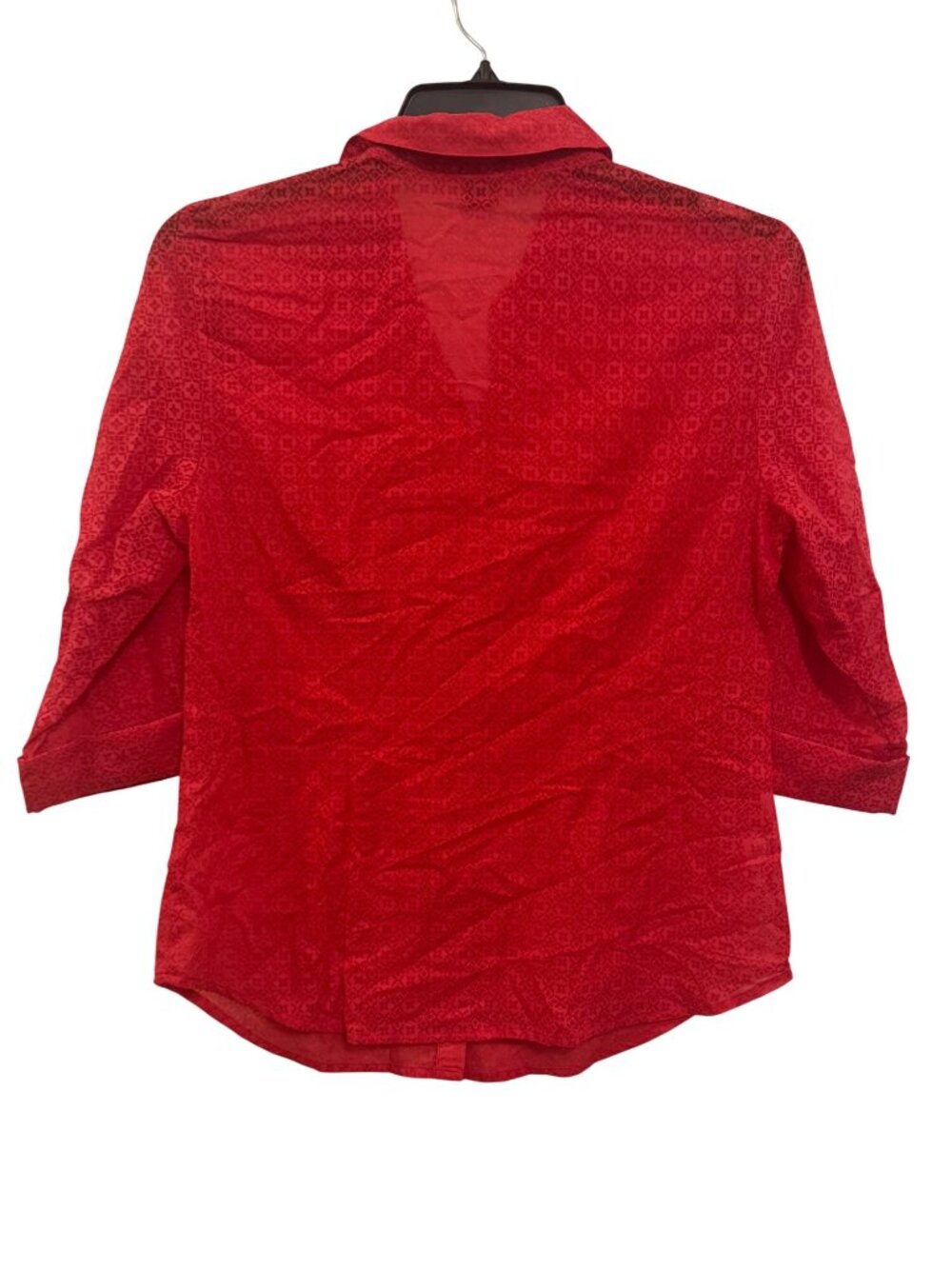 Ann Taylor Red Button-Up Sheer Blouse Size 8 With 3/4 Sleeves - Picture 6 of 7